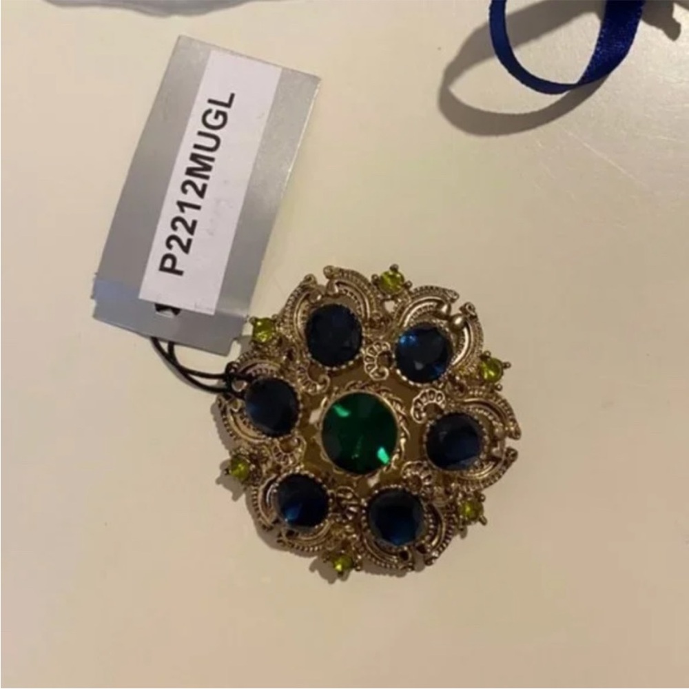 Green & Blue Gem Stone Neiman Marcus Brooch [NEW]